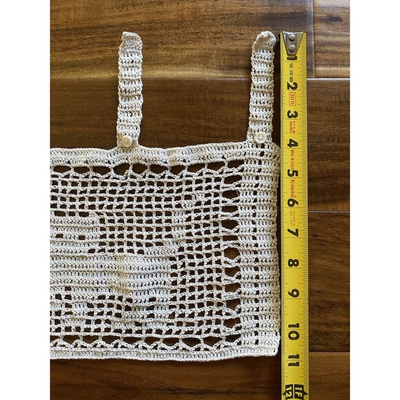 Cute Kitties Handmade Crochet Grey Short Curtain Valance Panels 100% Cotton - Picture 5 of 7